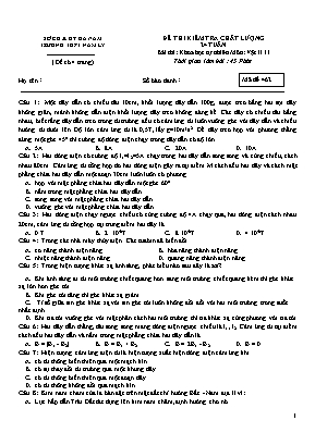 4 Đề kiểm tra chất lượng 24 tuần môn Vật lý Lớp 11 - Trường THPT Nam Lý